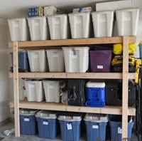 DIY shelves for garage storage